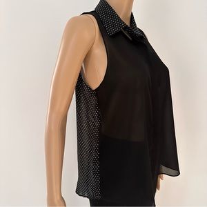 MINKPINK Sleeveless Semi Sheer Collared Blouse